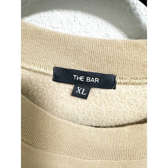 The Bar Womens Varsity Sweatshirt Pullover Oversized Crew Neck Beige Size XL - Picture 5 of 6